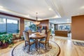 Craftsman home dining room interior with open floor plan Royalty Free Stock Photo