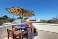 Craftsman house roof top terrace with living area. Royalty Free Stock Photo