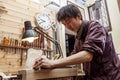 Craftsman japaneese violinmaker began working on a new violin