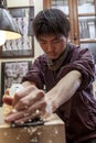 Craftsman japaneese violinmaker began working on a new violin