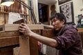 Craftsman japaneese violinmaker began working on a new violin