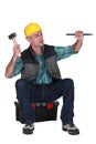 Craftsman nailing Royalty Free Stock Photo