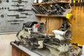 Craftsman's workplace in a garage or at home