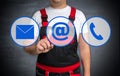 Craftsman shows contact icon concept Royalty Free Stock Photo