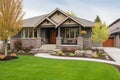 craftsman style stone and wood bungalow exterior