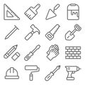 Craftsman Tool Icon Set. Contains such Icons as Ruler, Paint brush, Brick ,Saw, Hammer and more. Expanded Stroke