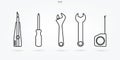 Craftsman tool icon set. Technician tool sign and symbol. Vector.