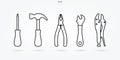 Craftsman tool icon set. Technician tool sign and symbol. Vector.