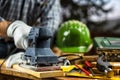 Craftsman at work on wooden boards. Carpentry Royalty Free Stock Photo