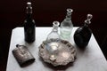 Intricate detail of useful items on table of historic home , 1890`s House Museum, Cortland, New York, 2018,