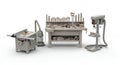 Craftsmanship Workshop Lego Table Saw Drill Press Work Bench on White Background Still Life Precision Miniature Model Royalty Free Stock Photo