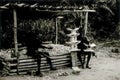 Craftsmen carving traditional wooden stools in Dodowa, Ghana