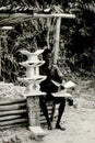 Craftsmen carving traditional wooden stools in Dodowa, Ghana