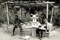 Craftsmen carving traditional wooden stools in Dodowa, Ghana