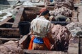 Craftsmen at a leather tannery, Morocco