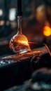 Craftsperson forming glass, hot furnace glow Royalty Free Stock Photo