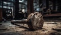 Craftsperson repairing old fashioned metal machinery with rusty wrench indoors generated by AI