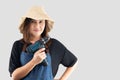 Craftswoman holding a cordless electric drill Royalty Free Stock Photo