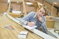 Craftswoman working at workshop