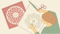 Craftswomen Cutting Patterns, Textile Art Design, vector design Generative AI Royalty Free Stock Photo