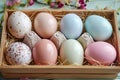 Crafty Easter gift idea Pastel colored eggs arranged in box