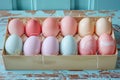 Crafty Easter gift idea Pastel colored eggs arranged in box