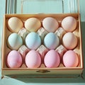 Crafty Easter gift idea Pastel colored eggs arranged in box