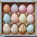 Crafty Easter gift idea Pastel colored eggs arranged in box