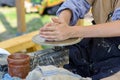 Pottery handy craft - working at the potter's wheel