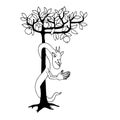 Crafty the serpent tempter with tree of knowledge, biblical character Royalty Free Stock Photo