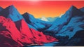 Crag: A Bold Lithographic Canvas Piece Of Mountains At Night