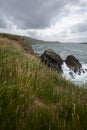 Craggy coastline along the Fields of Connemara, Ireland Royalty Free Stock Photo