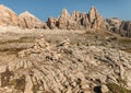 Craggy peaks in Dolomites Royalty Free Stock Photo