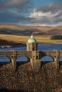 Craig Goch Dam and reservoir evening light, fall autumn. Royalty Free Stock Photo