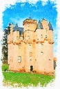 Craigievar Castle, a pinkish baronial style castle in Aberdeenshire, Scotland Royalty Free Stock Photo