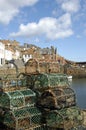 Crail harbour and lobster pots Royalty Free Stock Photo
