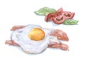 Crambled eggs, watecolor breakfast Royalty Free Stock Photo