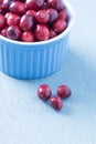 Cranberries in a blue bowl