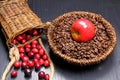 Cranberries and coffee Royalty Free Stock Photo