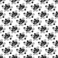 Cranberry black and white seamless pattern. Berries hand drawn sketch background