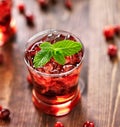 Cranberry cocktail with mint garnish. Royalty Free Stock Photo