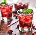 Cranberry cocktail with mint garnish. Royalty Free Stock Photo