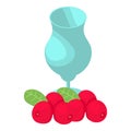 Cranberry drink icon isometric vector. Decorative glass goblet and red cranberry