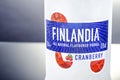 Cranberry flavored Finlandia vodka on gradient background. Royalty Free Stock Photo