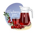 Cranberry juice. Sweet red forest berry. Royalty Free Stock Photo