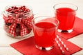 Cranberry kissel in glasses on white table Royalty Free Stock Photo