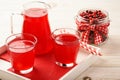 Cranberry kissel in glasses on white table. Royalty Free Stock Photo