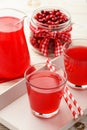 Cranberry kissel in glasses on white table. Royalty Free Stock Photo