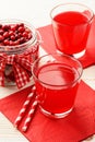 Cranberry kissel in glasses on white table. Royalty Free Stock Photo