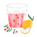 Cranberry and lemon cocktail illustration